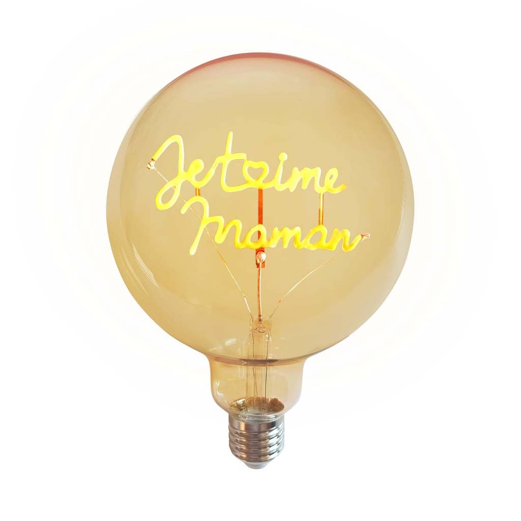 LED-Lampe „Word I Love You Mom“, E27, bernsteinfarben, 12,5 x 18 cm