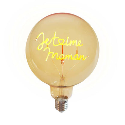 LED-Lampe „Word I Love You Mom“, E27, bernsteinfarben, 12,5 x 18 cm