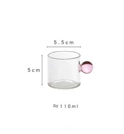 110 ml Espresso-Glasbecher | Kaffeetasse mit Kugelgriff: Grün
