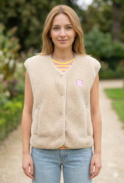 Ärmellose Weste aus Kunstpelz: Beige / Eine Größe