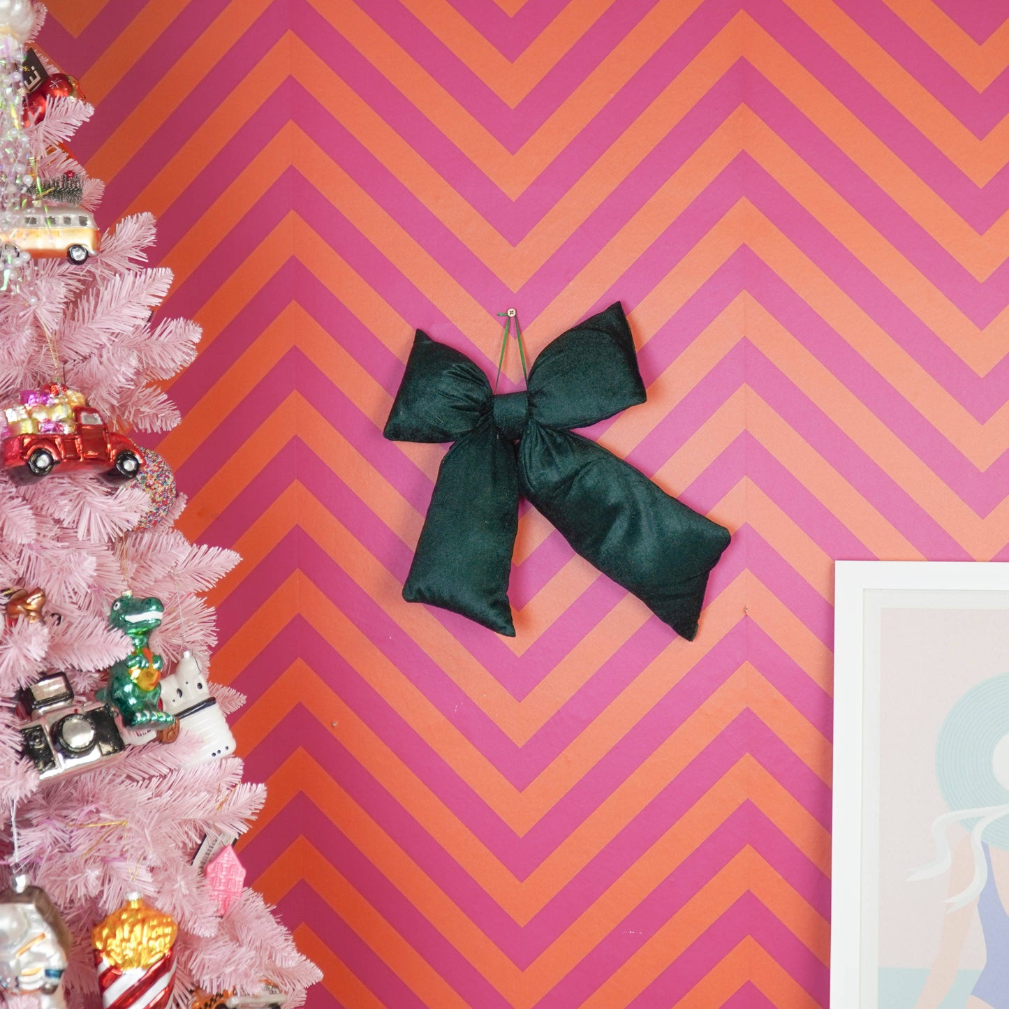 Weihnachtsdekoration - Schleife - Grün - Samt - 32x40cm