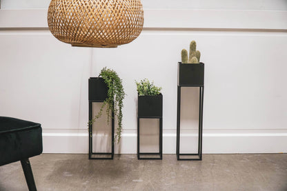 HV Pflanzenhalter aus Metall, groß, 15 x 60 cm, Schwarz