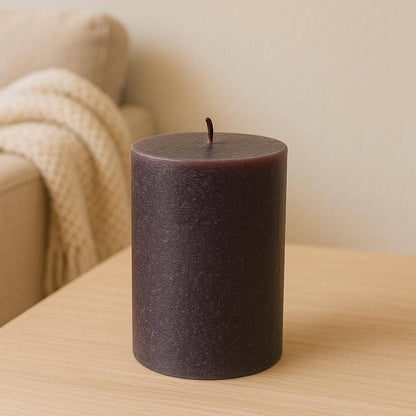 Dunkellila Sempre rustikale Stumpenkerzen 8x10cm