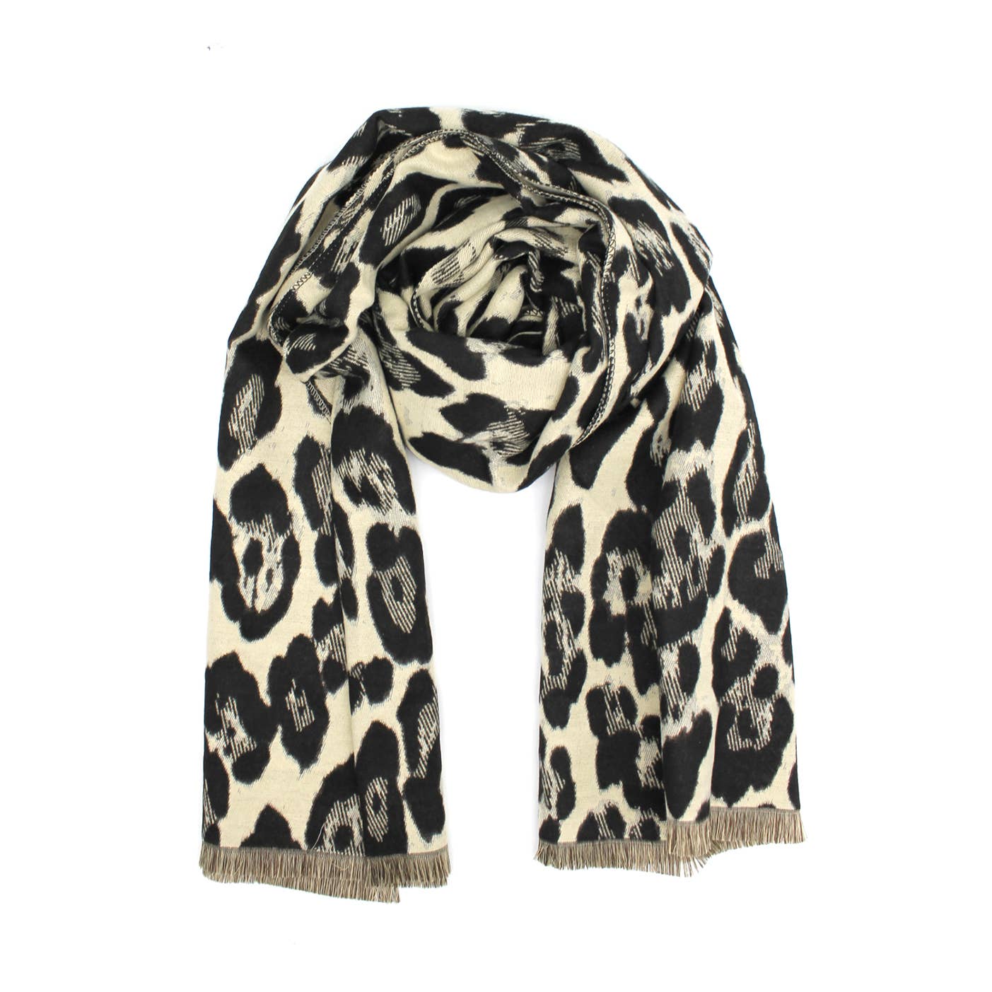 Dicker Schal mit Leopardenmuster: Taupe