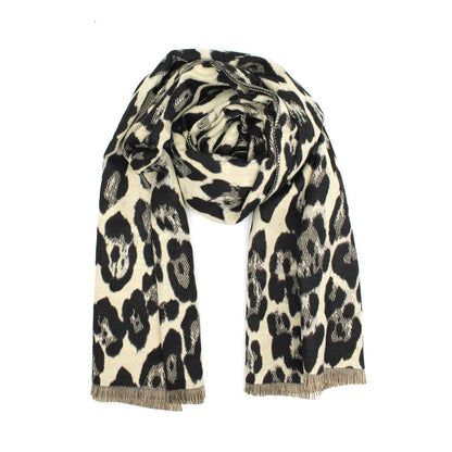 Dicker Schal mit Leopardenmuster: Taupe
