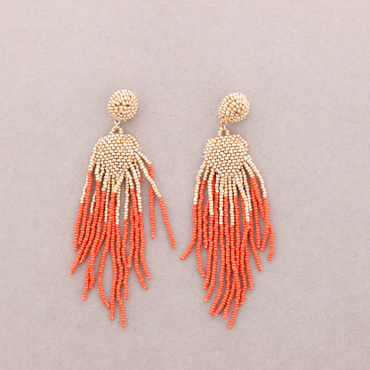 Ethnische Ohrringe Perlen: Fuchsie
