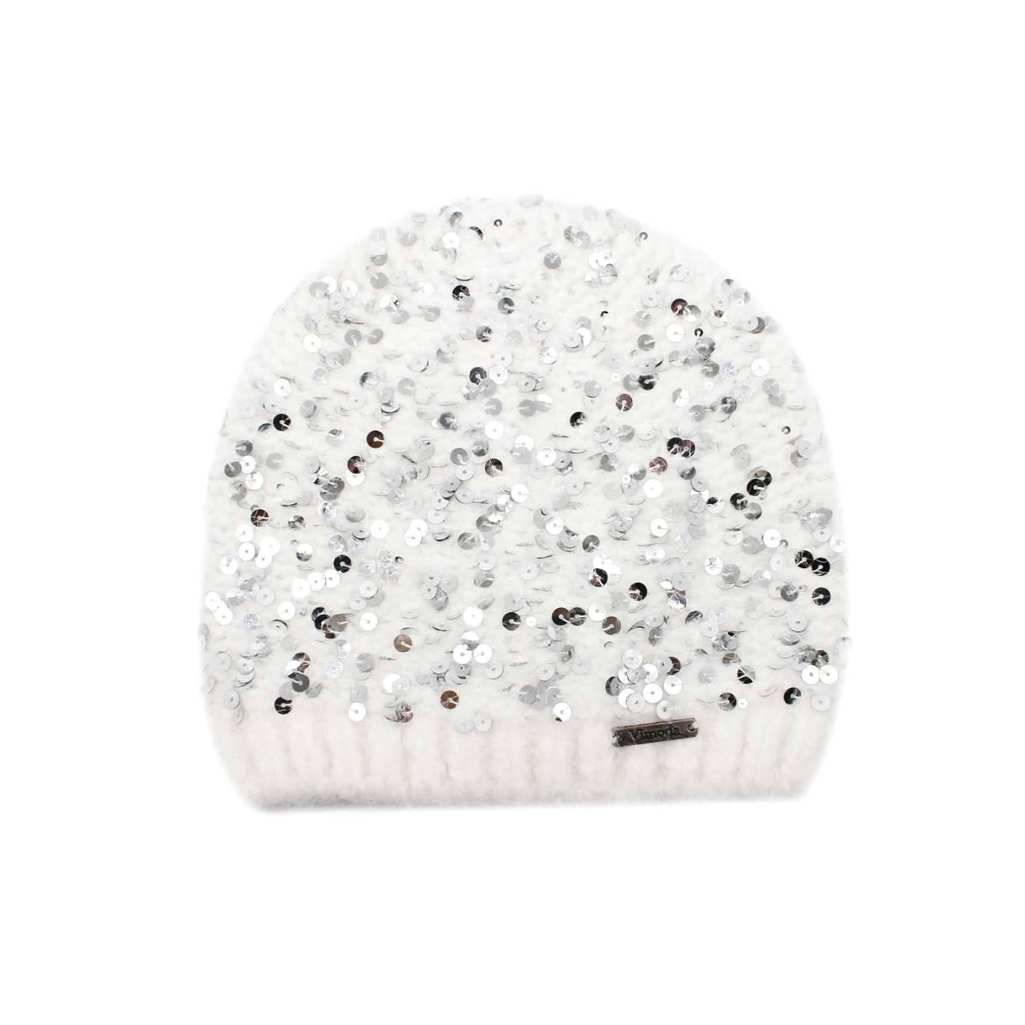 MÜTZE Strickmütze mit Pailletten: SCHWARZ