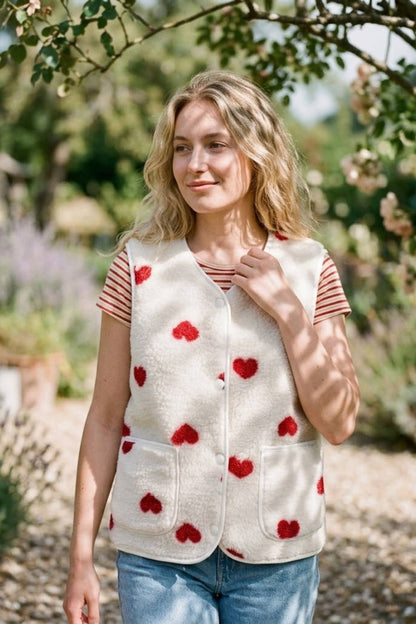 Cardigan mit verspieltem Herzmuster: Blanc / TU
