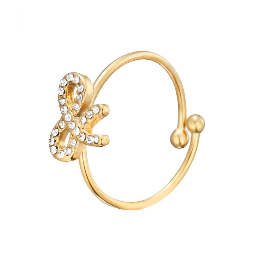 Ring mit vergoldeter Edelstahlschleife