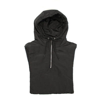 Latzjacke mit Kapuze - lang: Schwarz