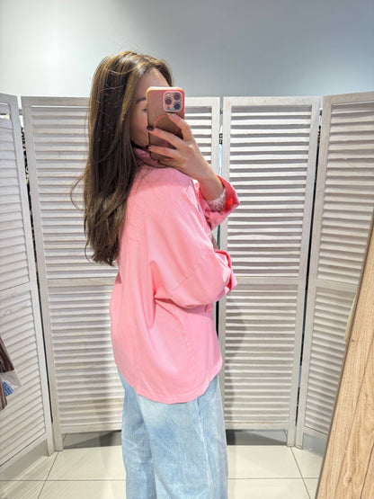 Oversize-Jacke mit Taschen: Rosa / Eine Größe
