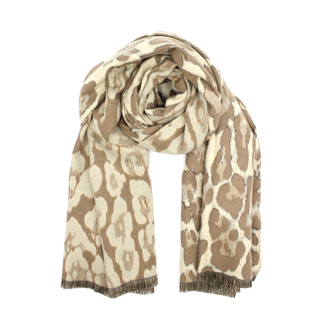 Dicker Schal mit Leopardenmuster: Taupe