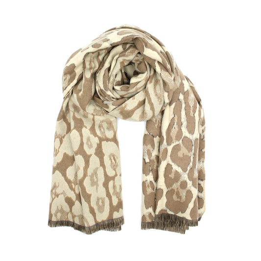 Dicker Schal mit Leopardenmuster: Taupe