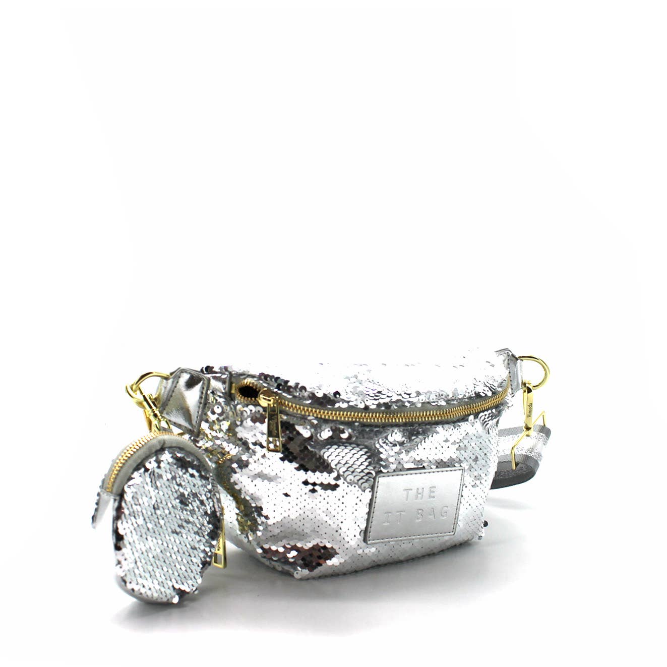 SEQUINS ROBINA Wendetasche mit Glitzer: Silber