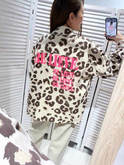 Jacke mit Leopardenmuster: Ecru / SIE