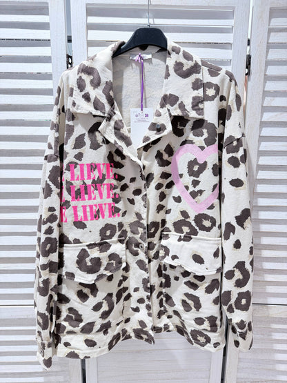 Jacke mit Leopardenmuster: Ecru / SIE