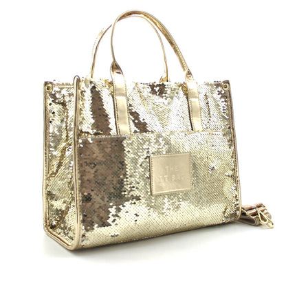 SEQUINS ROSLIN Wendehandtasche mit Glitzer: Schwarz