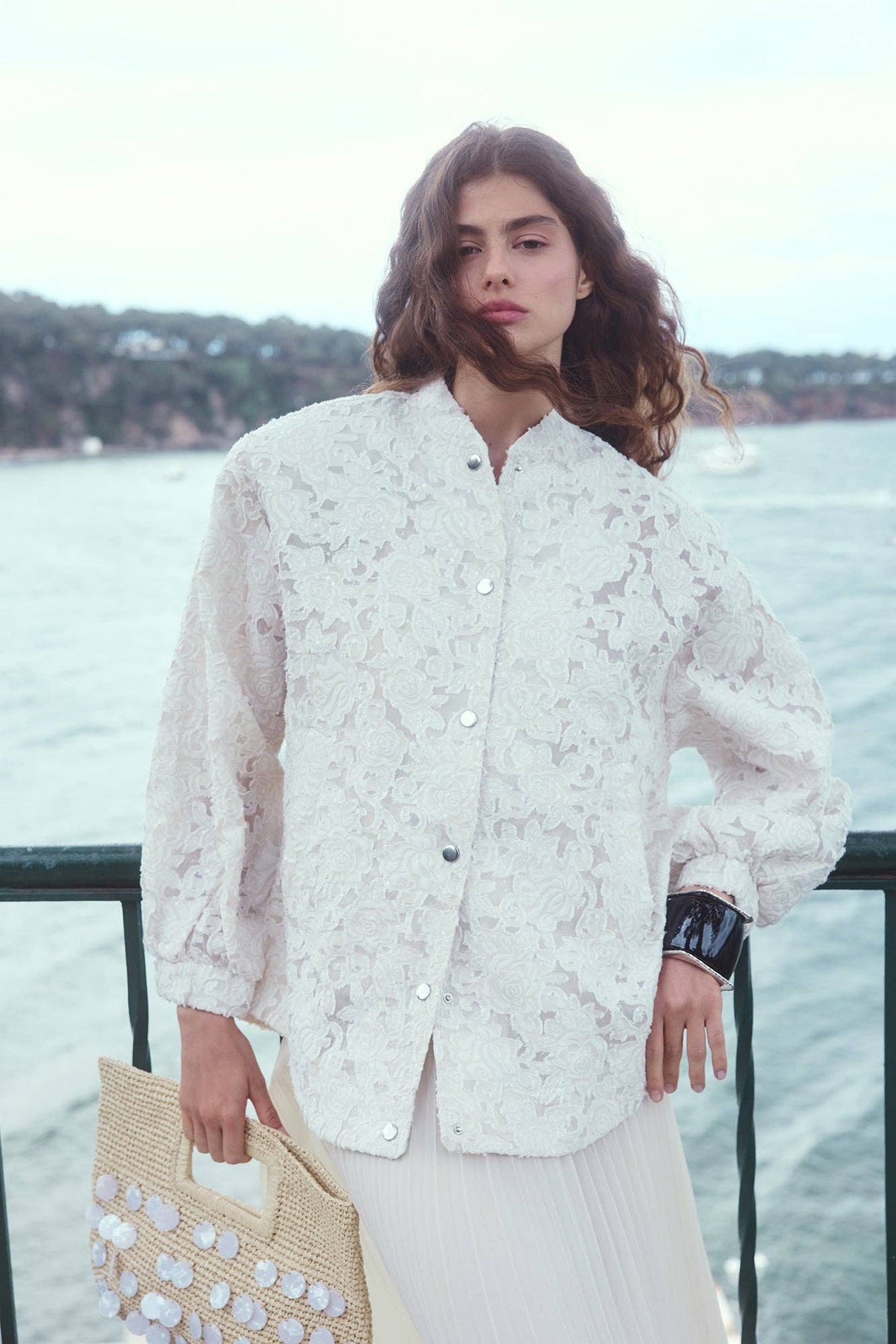Bomberjacke aus Paisley-Jacquard: Cream / S