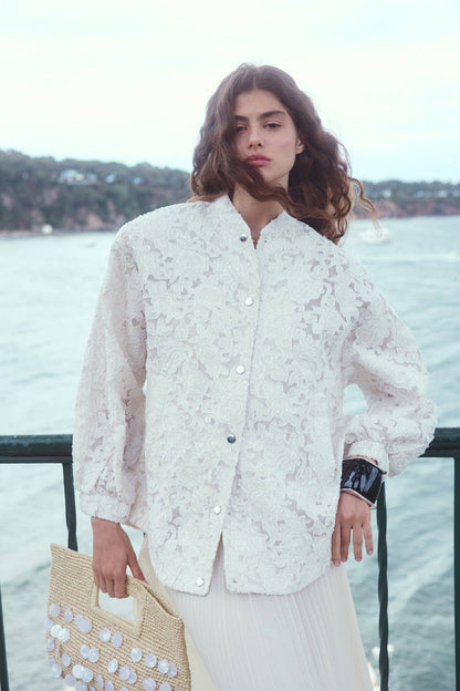 Bomberjacke aus Paisley-Jacquard: Cream / S