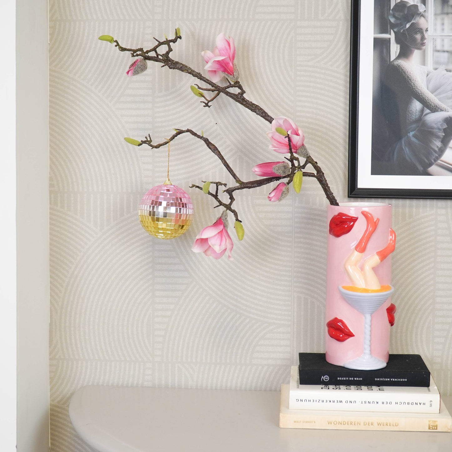 Weihnachtsdekoration - Weihnachtshänger - Discokugel - Schaumstoff - Pink/Gold - 10x10x10cm