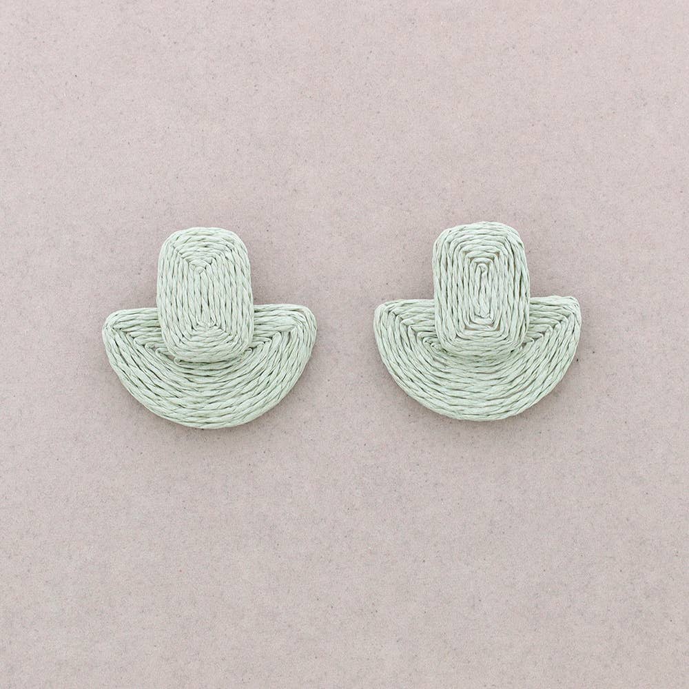 Geometrische Raffia-Ohrringe: Fuchsie