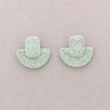 Geometrische Raffia-Ohrringe: Fuchsie