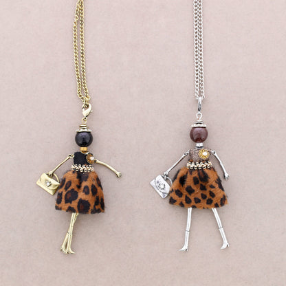 Lange Halskette Anhänger Puppe: Silber