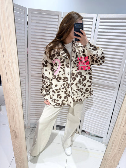 Jacke mit Leopardenmuster: Ecru / SIE