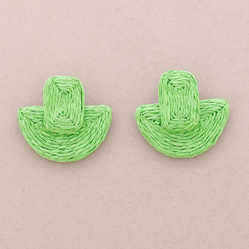 Geometrische Raffia-Ohrringe: Fuchsie