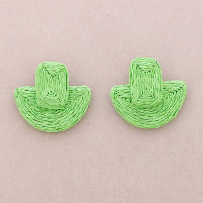 Geometrische Raffia-Ohrringe: Fuchsie