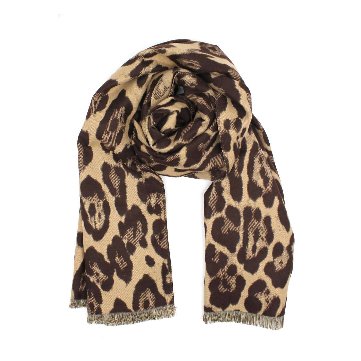 Dicker Schal mit Leopardenmuster: Taupe