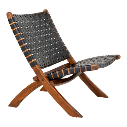 Perugia Folding Chair - Klappstuhl mit schwarzem Leder: Schwarz/Natur / Teak, Leder