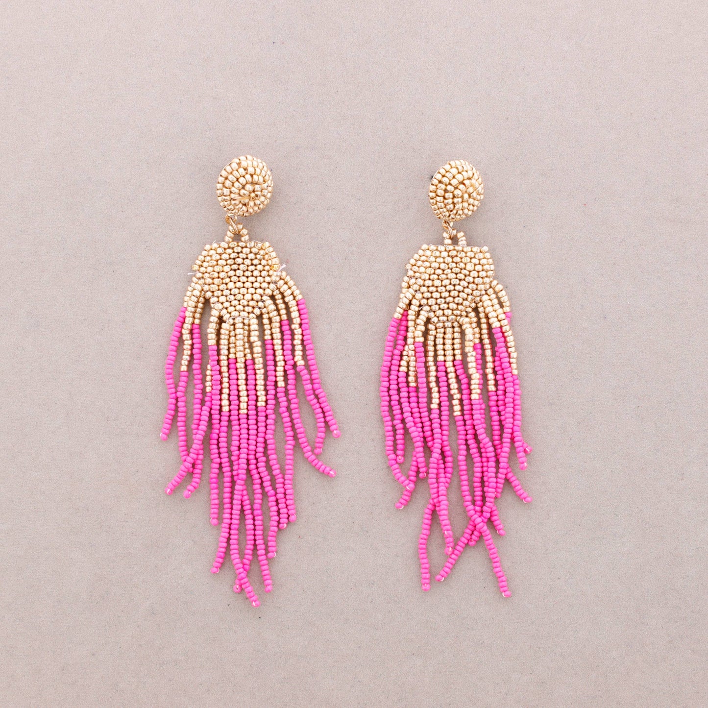 Ethnische Ohrringe Perlen: Fuchsie