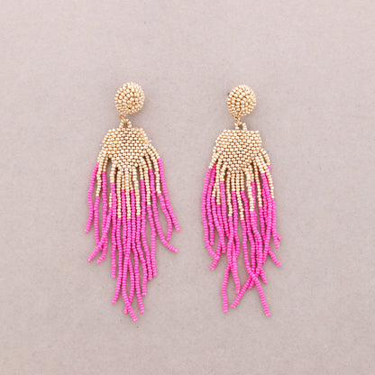 Ethnische Ohrringe Perlen: Fuchsie