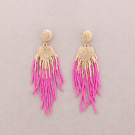Ethnische Ohrringe Perlen: Fuchsie