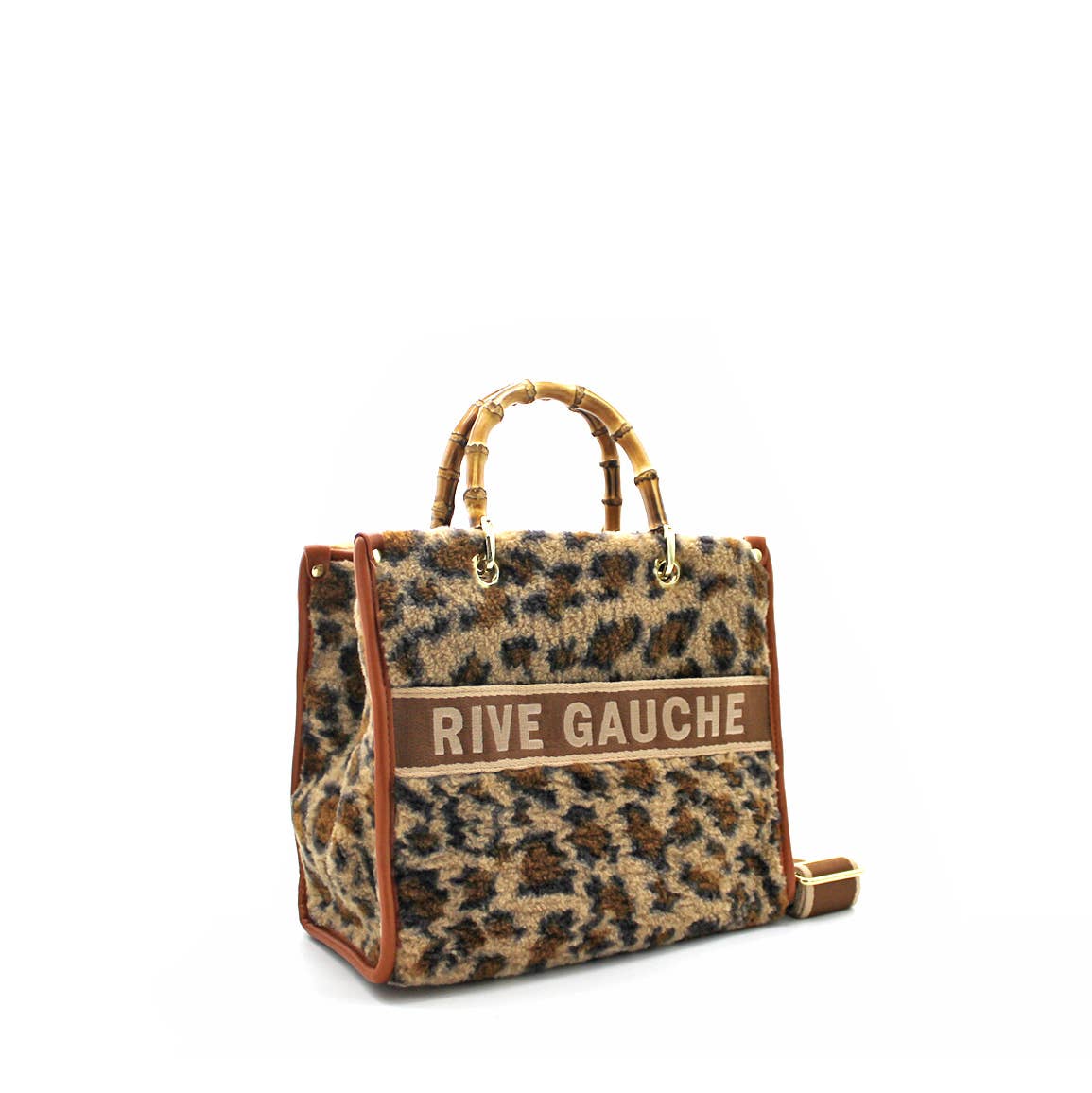 LEOPARD Gesteppte Handtasche mit Bambusgriffen: KAMEL