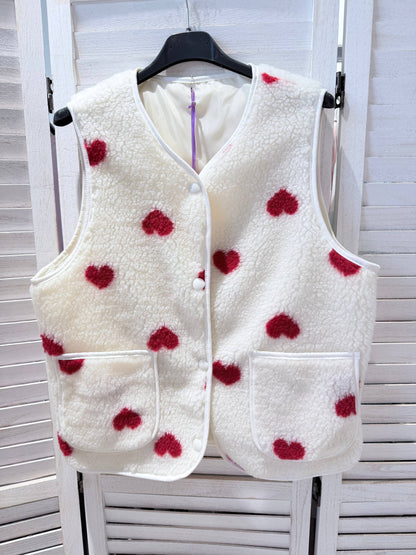 Cardigan mit verspieltem Herzmuster: Blanc / TU