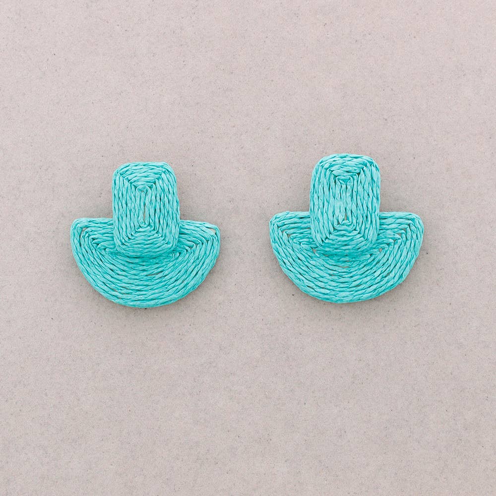 Geometrische Raffia-Ohrringe: Fuchsie