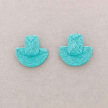 Geometrische Raffia-Ohrringe: Fuchsie