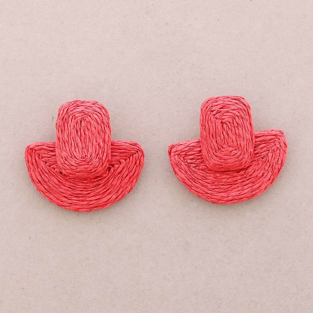 Geometrische Raffia-Ohrringe: Fuchsie