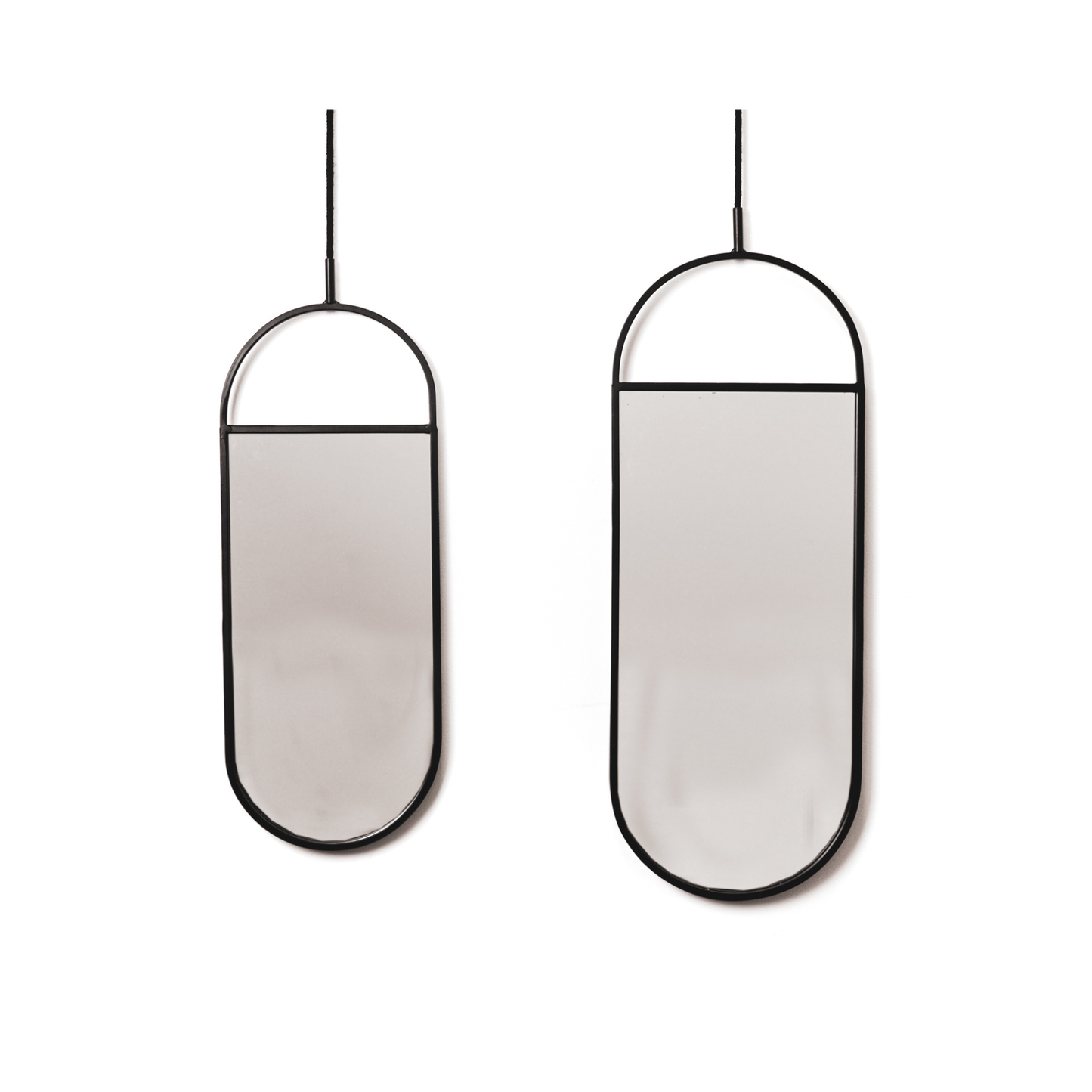 Spiegel - Runde Wandspiegel - Metall - Schwarz - 22x60|9x50cm