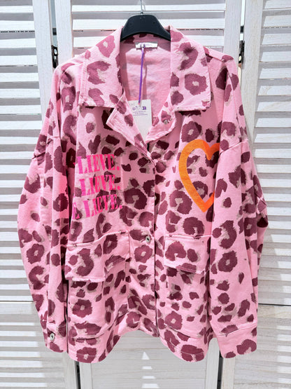 Jacke mit Leopardenmuster: Rosa / SIE
