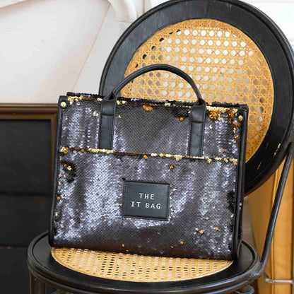 SEQUINS ROSLIN Wendehandtasche mit Glitzer: Schwarz