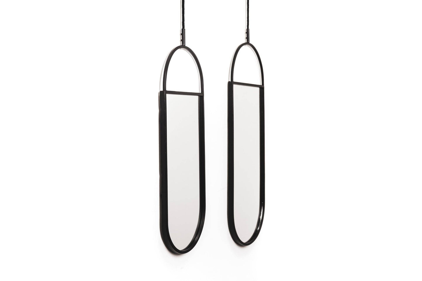 Spiegel - Runde Wandspiegel - Metall - Schwarz - 22x60|9x50cm