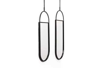 Spiegel - Runde Wandspiegel - Metall - Schwarz - 22x60|9x50cm