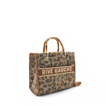 LEOPARD Gesteppte Handtasche mit Bambusgriffen: KAMEL
