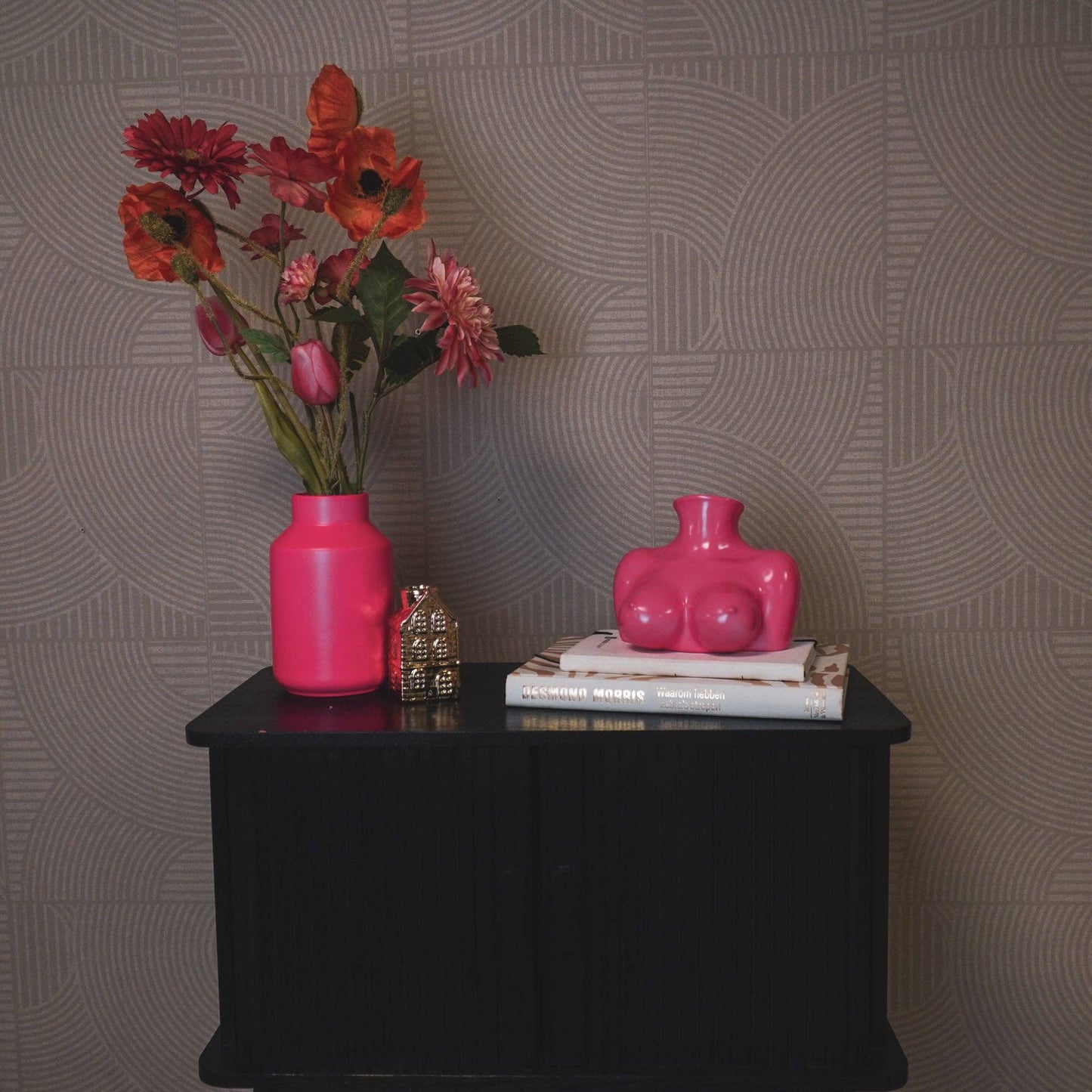 Vase - Brüste - Keramik - Neonpink - 6,5x12,5x13cm