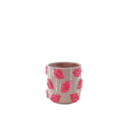 Topf - Küsse - Keramik - Rosa - 11x11x11,5cm