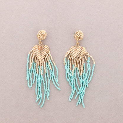 Ethnische Ohrringe Perlen: Fuchsie