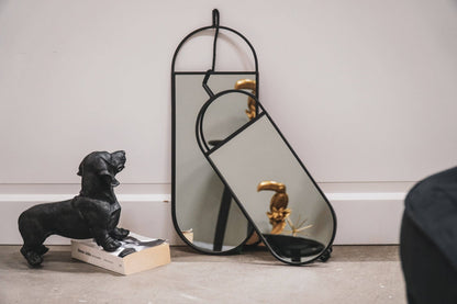 Spiegel - Runde Wandspiegel - Metall - Schwarz - 22x60|9x50cm
